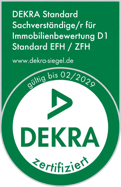 DEKRA zertifiziert, Standard Sachverständige für Immobilienbewertung D1